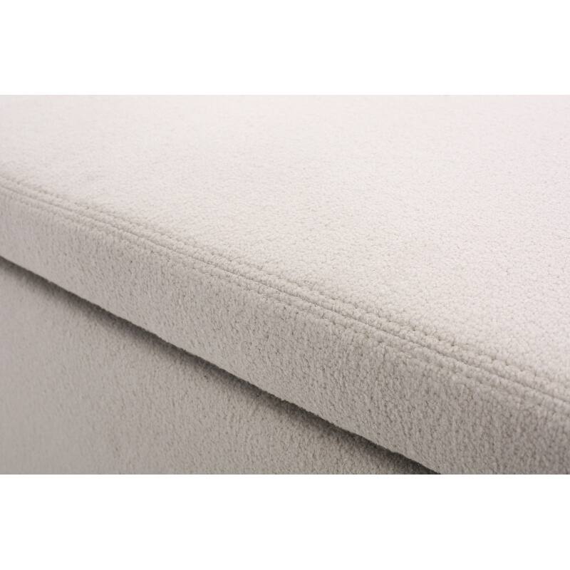 White Modern Tufted Top Upholstered Storage Bench