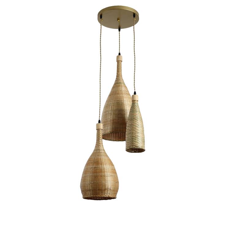 Ele Three Lights Rattan Pendant