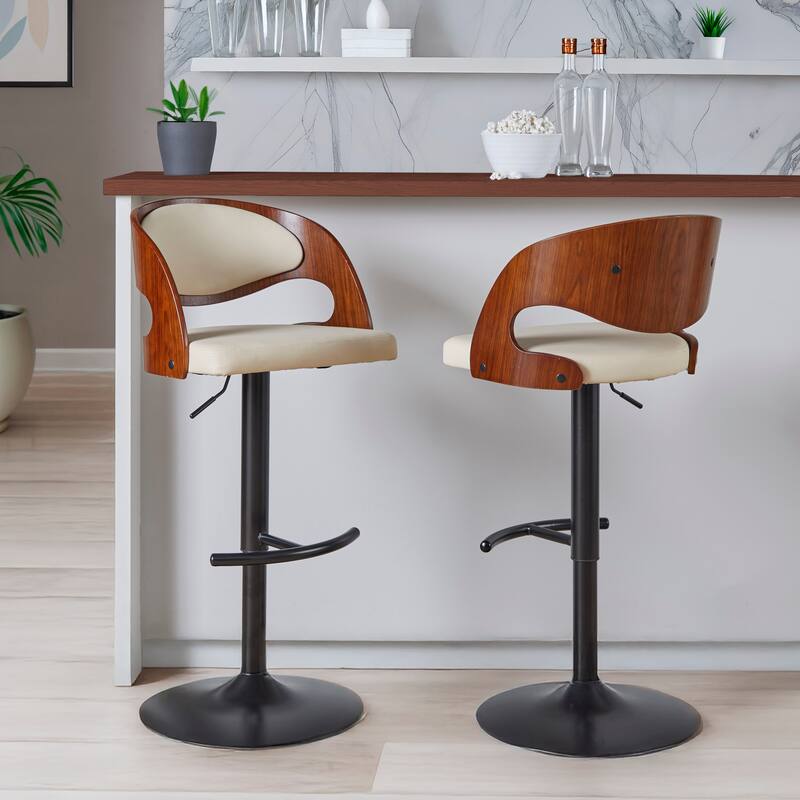 Carson Carrington Visby Adjustable Bar Stool with Rounded T Footrest (Set of 2)