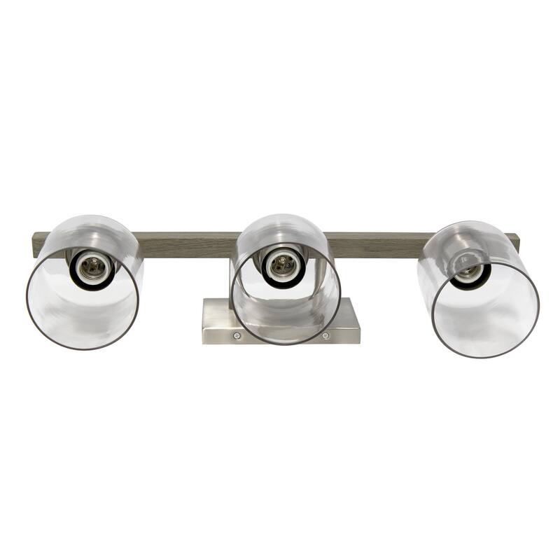 3-Light Vanity Light - Metal & Glass Shade Wall Sconce - Brushed Nickel & Black Finish - 6.5