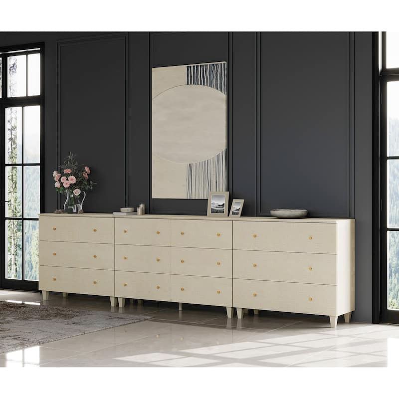 12 Drawers Modern Wood Dresser for Bedroom, 118" Wide