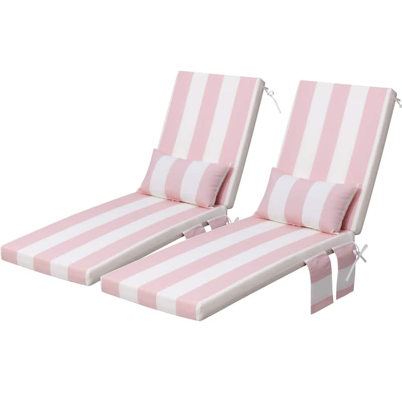 Outdoor Patio Chaise Lounge Chair Cushions with Pillow and Pockets