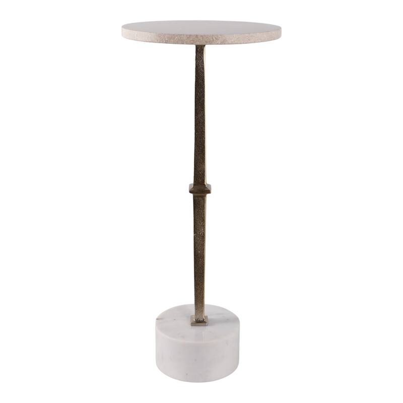 Metal Side Table Modern Slim Base Round Top Cocktail Accent - 24" Gold - 24.0"