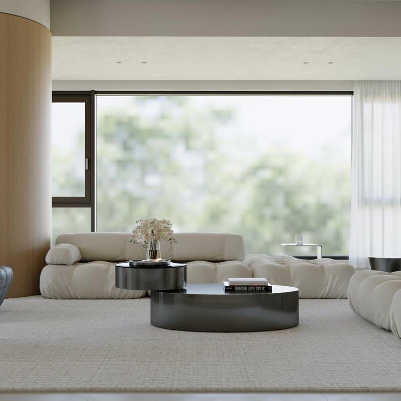 Classic and Luxurious 50 inch 2 Tiers Rotatable Oval Coffee Table Center Table