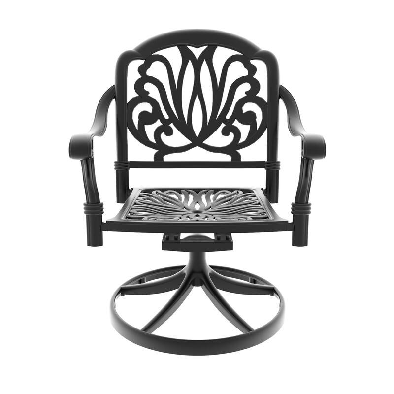7-Piece Aluminum Oval Outdoor Patio Dining Set, 6 Cushioned Swivel Chairs, Table, All-Weather Frames