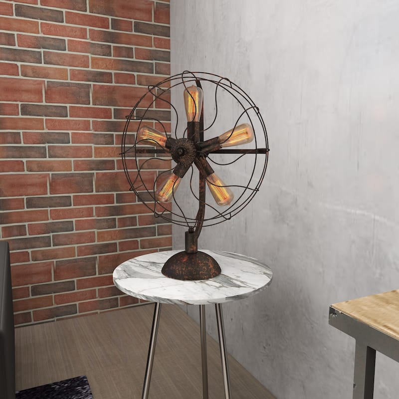 Bronze Metal Vintage Fan Shape 5 Light Accent Lamp - 18 x 24