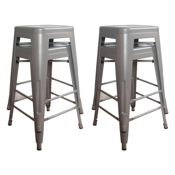 Shop Offex Silver 24 Metal Bar Stool With Powder Coated Paint
