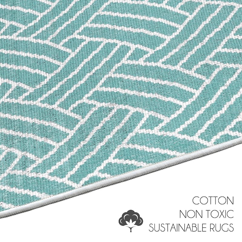 Sussexhome Heavy Duty Ultra Thin Non Slip Washable Cotton Indoor Rug - 2' x 3'