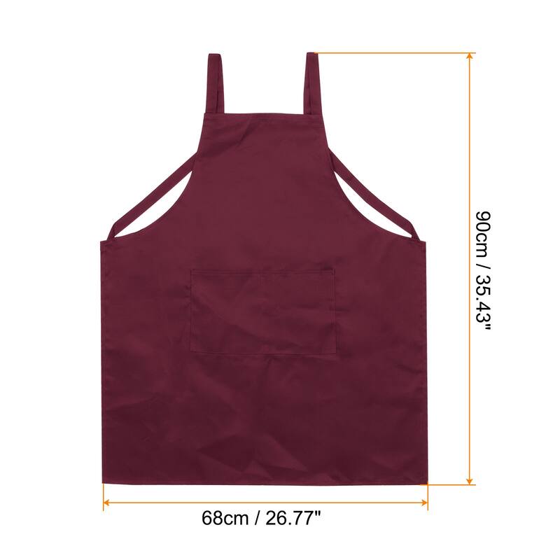 2pcs H Style Apron Kitchen Cooking Aprons Artist Painting Apron - Wine Red