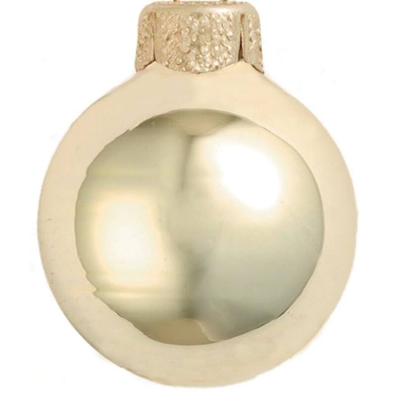 12ct Shiny Champagne Gold Glass Ball Christmas Ornaments 2.75"
