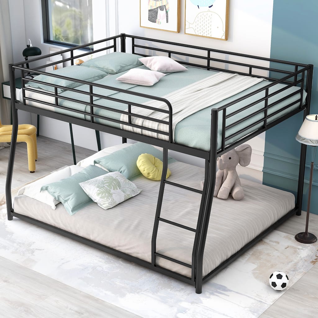Metal Floor Bunk Bed, Full XL over Queen