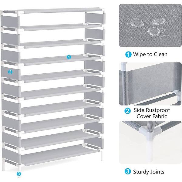 10 Tiers 50 Pair Metal Shoe Rack Shoe Shelf