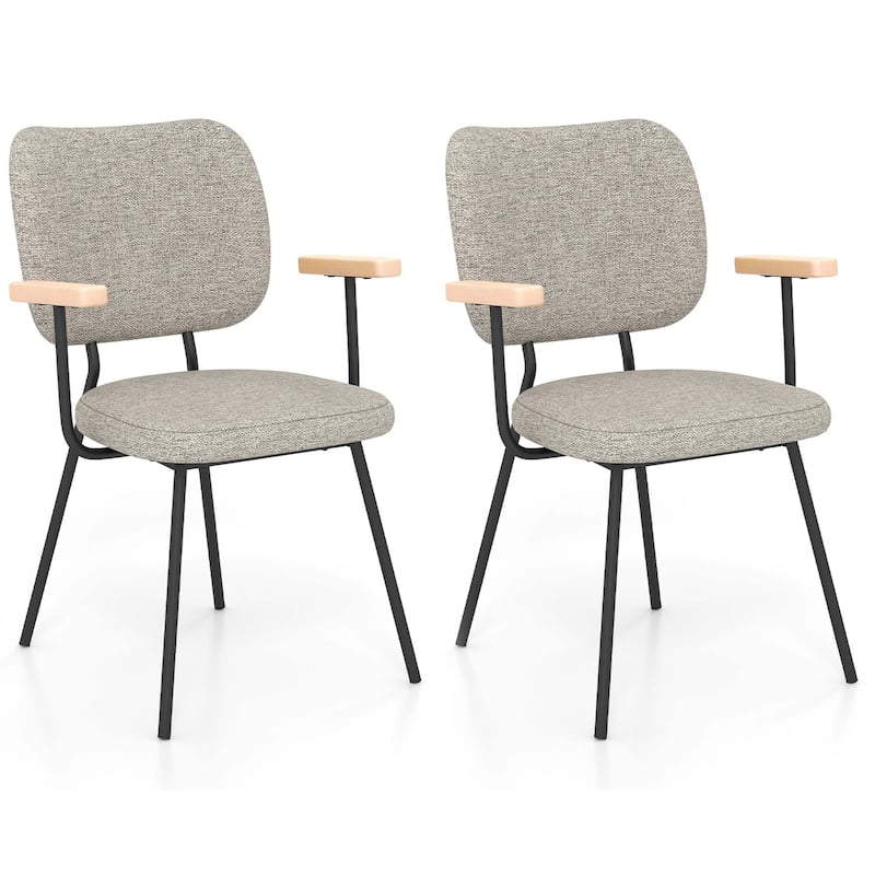 Costway Set of 2 Modern Linen Fabric Dining Chairs Padded Kitchen - See Details