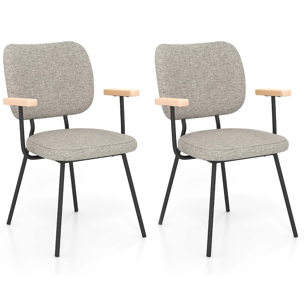 Costway Set of 2 Modern Linen Fabric Dining Chairs Padded Kitchen - See Details