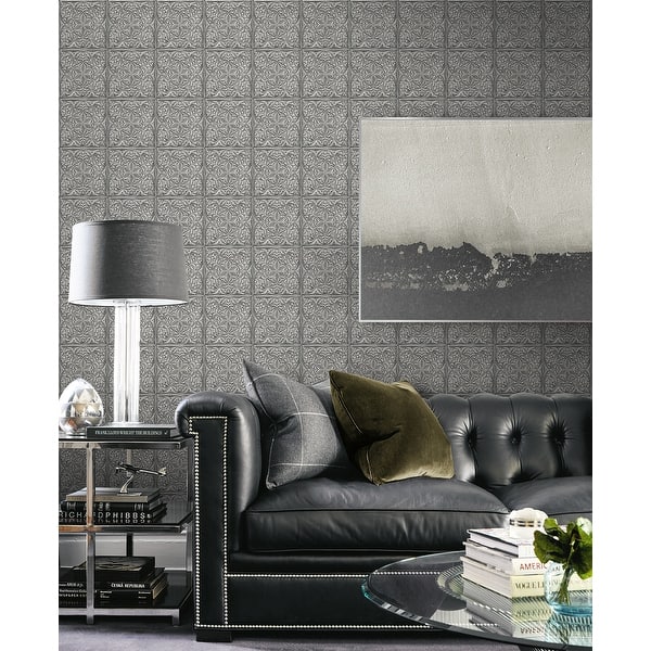 NextWall Faux Embossed Tile Peel and Stick Wallpaper - 20.5 in. W ...