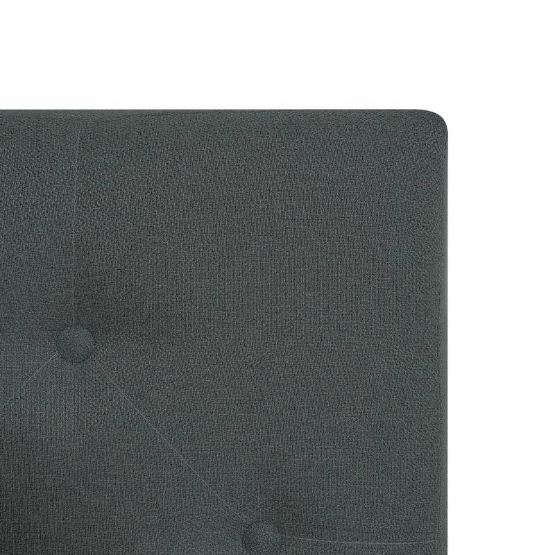 Upholstered Platform Bed Frame with Button Tufted Linen Fabric Headboard