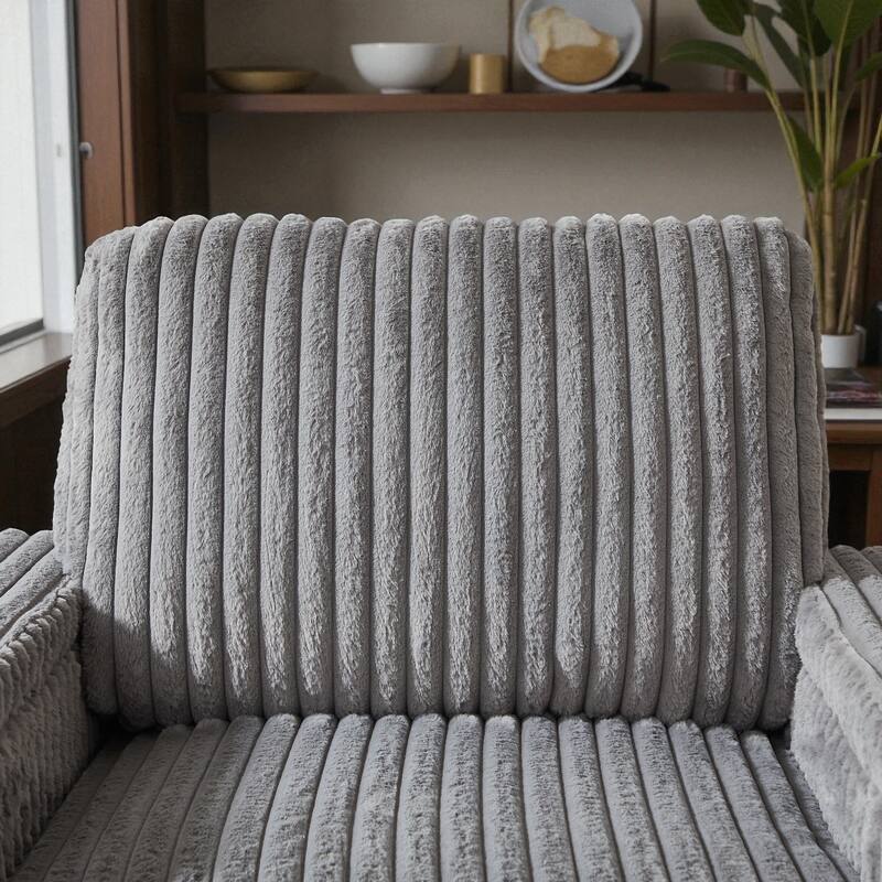 42.5" Corduroy Single Recliner Chair with Cup Holder, Storage Footrest, Armrest Storage and Backrest Pillow