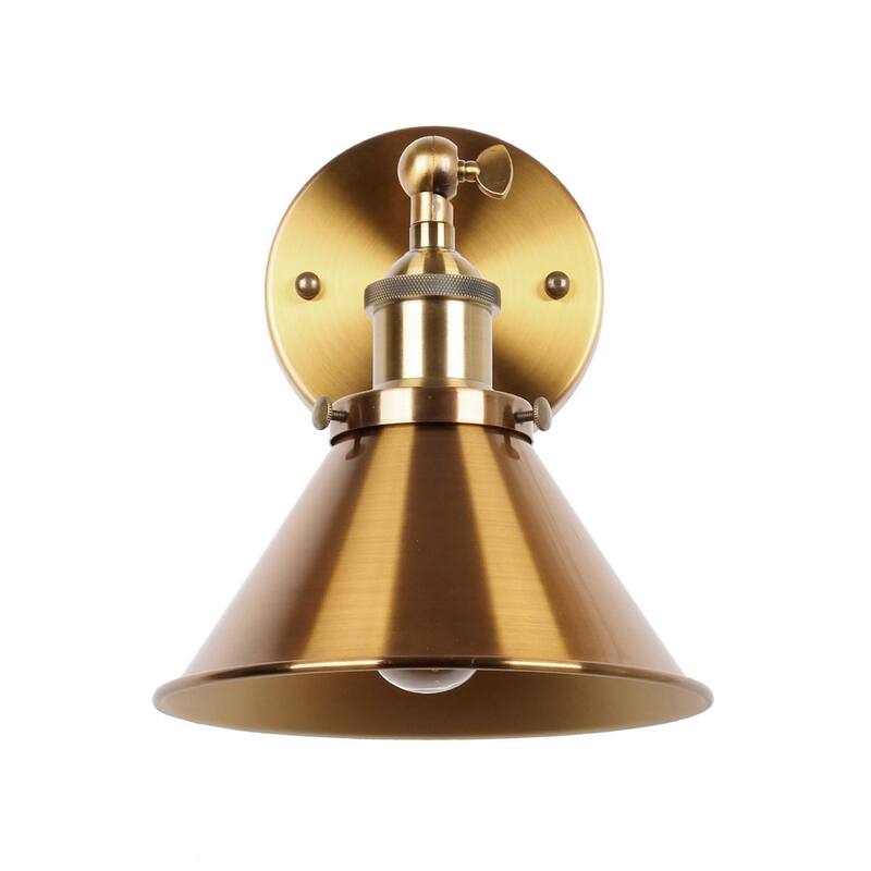 Brass Wall Sconce with Metal Cone Shade