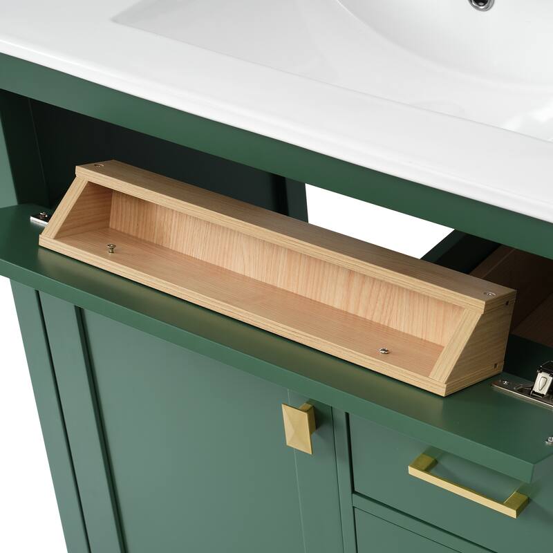 30-Inch Blue Bathroom Vanity with Ceramic Sink and Ample Storage