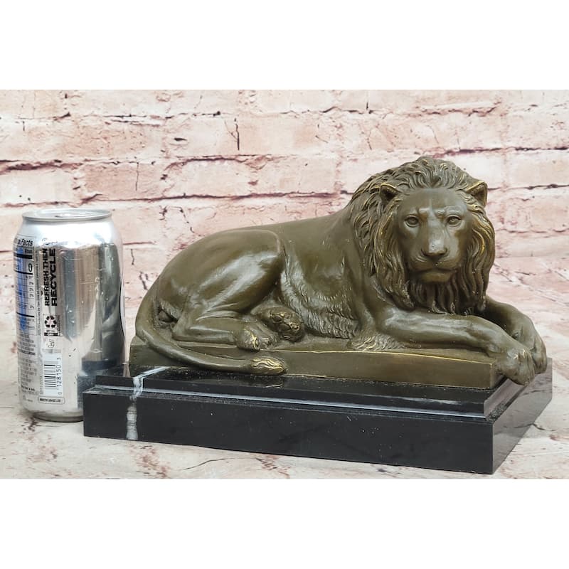 Reclining Lion Bronze Sculpture - Majestic Wildlife Symbol Art