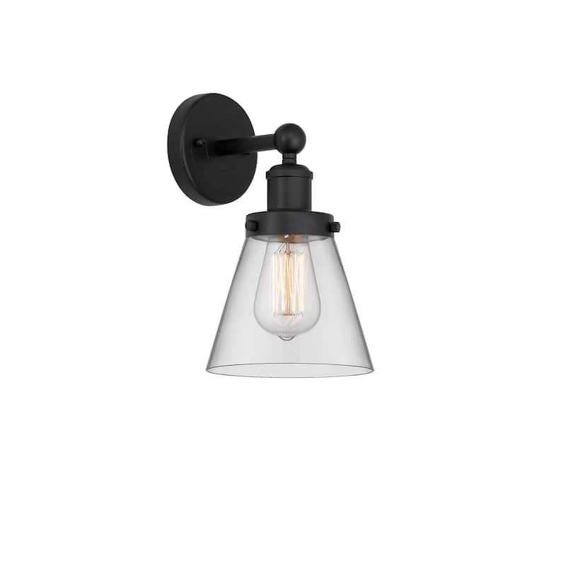 Innovations Lighting 616-1W-10-7 Cone Sconce Cone 10" Tall Wall Sconce - Matte Black / Clear