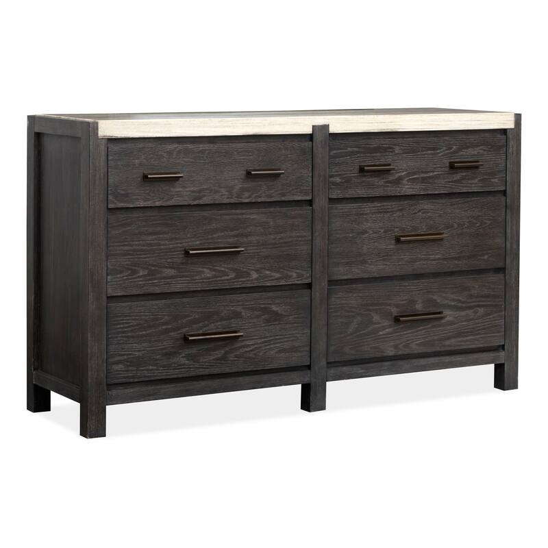Magnussen Home Plum Creek Ravenwood Black Drawer Dresser with Landscape Mirror