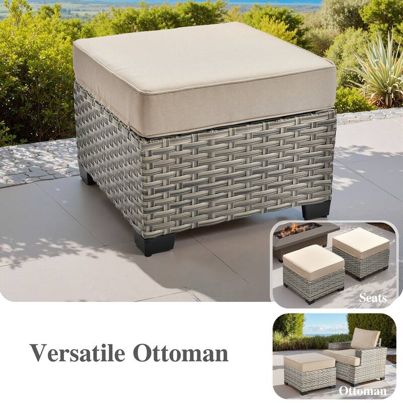 OVIOS 8 Pieces T shaped Seat Wide Armrest Set With Solar-Powered Coffee Table