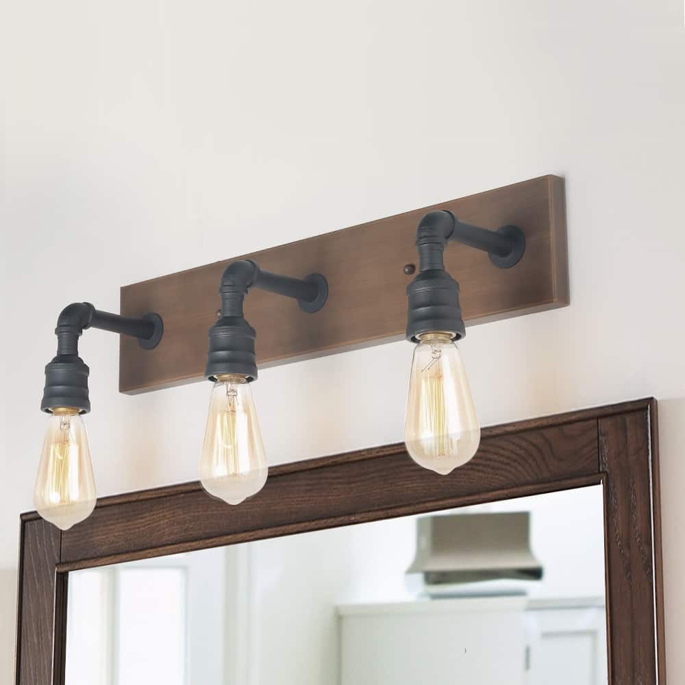 Carbon Loft 3-Light Industrial Wall Sconce Water Pipe Vanity Lights - W22.2"*H6.7"*E6.3"