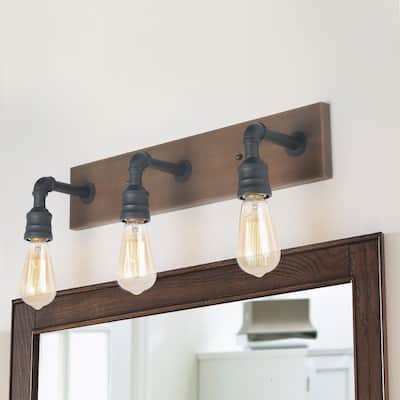 Carbon Loft 3-light Water Pipe Wall Sconce Industrial Vanity Lighting - W22.2"*H6.7"*E6.3"