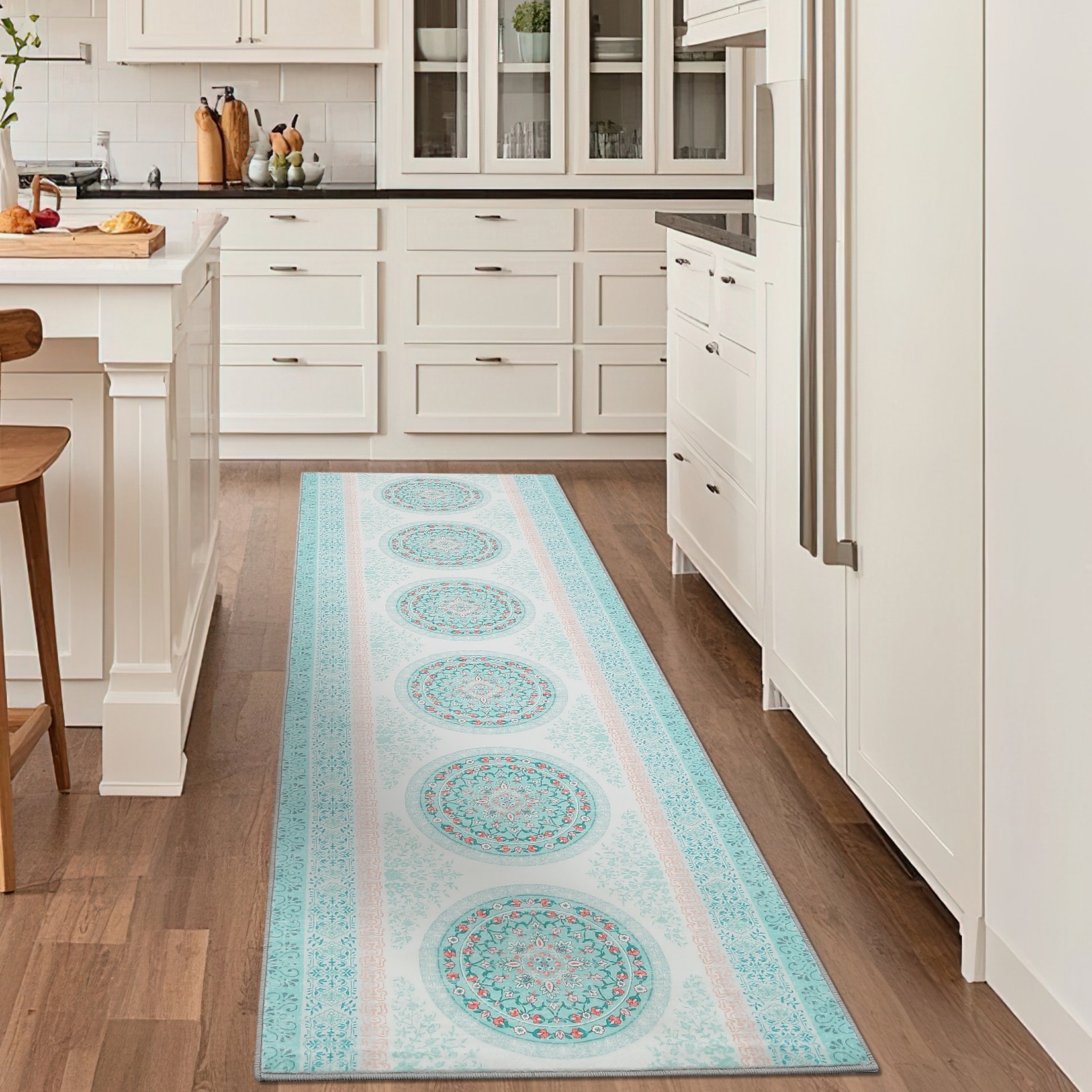 Garvee Washable Botanical Medallion Foldable Area Rug