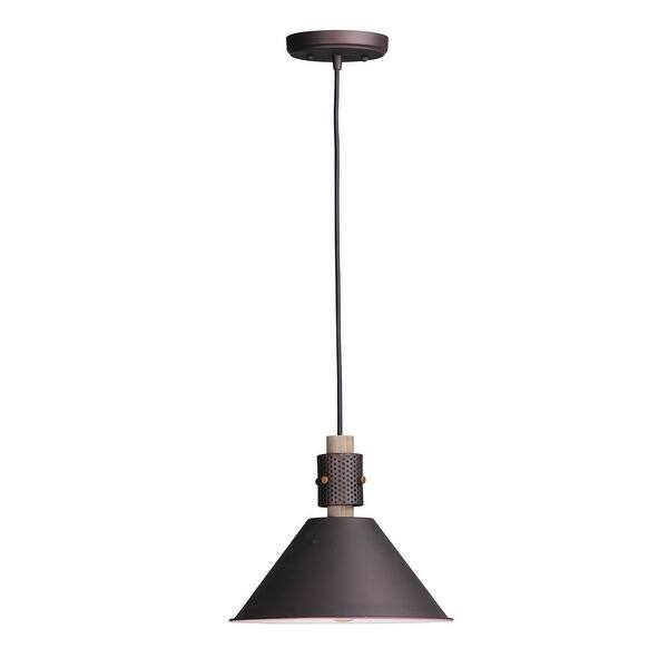 slide 2 of 5, Tucson 1-light 11.25" Wide Steel Pendant - oil rubbed bronze / weathered wood oil rubbed bronze / weathered wood