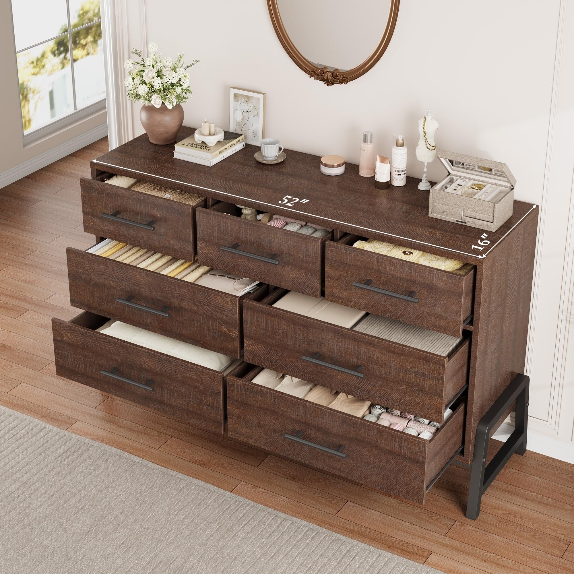 Garvee 7 Dresser for Bedroom, Freestanding 52 in Wide Drawer
