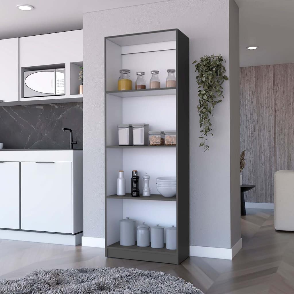 4-Shelf Tall Bookcase with Tiered Storage, Modern Design for Books, Plants, and Decorative Displays - 24.7