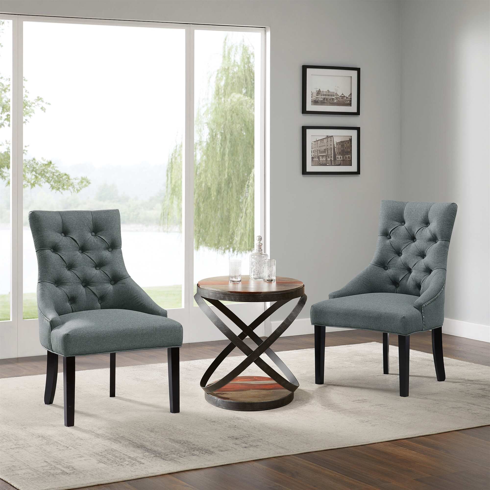 Haeys Tufted Upholstered Dining Bucket Chair Set of 2