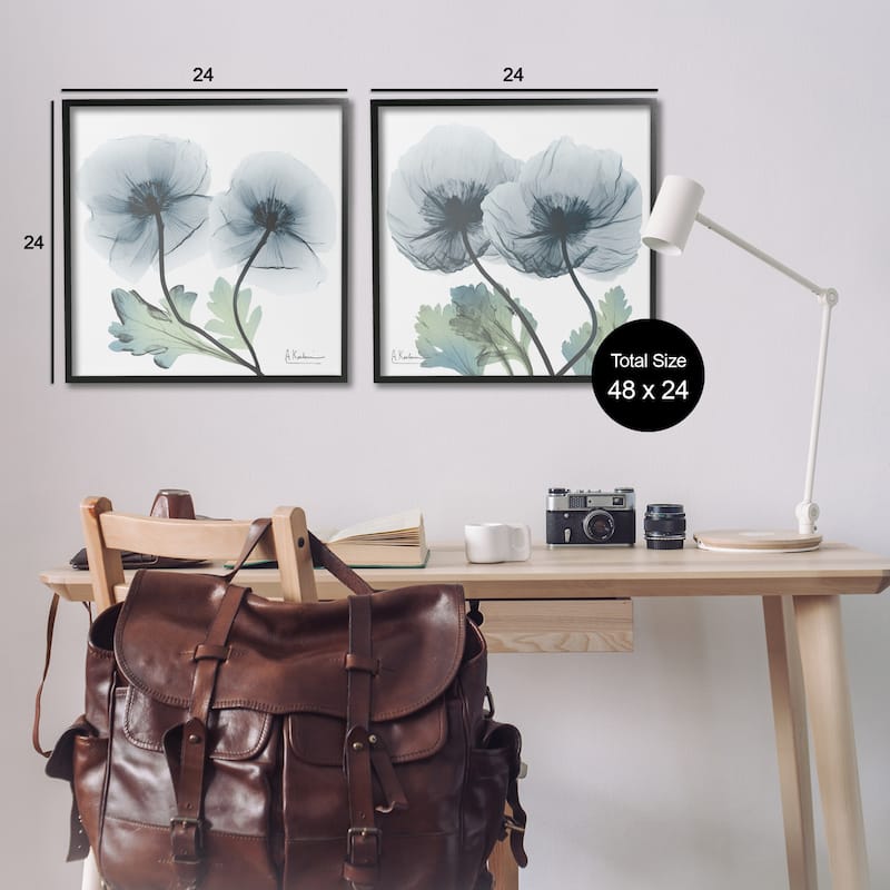 Stupell Luminous Sapphire Florals Framed Giclee Art Design By Albert Koetsier (Set of 2)