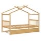 preview thumbnail 76 of 110, Creativity House Bed Twin/ Full Size Frame with Trundle for Boys Girls, Wood Platform Bed with Roof No Box Spring Needed