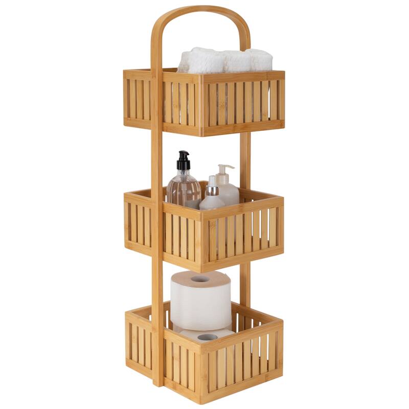 Organize It All 3 Tier Bamboo Stationary Caddy - 10.63" x 10.63" x 32"