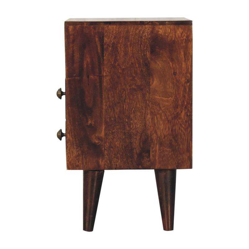 HomeRoots 20" Walnut Solid Wood Square Two Drawer Nightstand