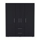 preview thumbnail 3 of 12, Modern wardrobe 70" H, multiple internal storage, Black