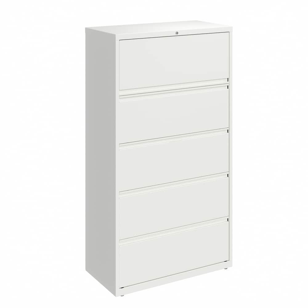 Hirsh 36-in Wide HL10000 Series 5 Drawer Lateral File Cabinet with Posting Shelf and Roll-Out Binder Storage, White