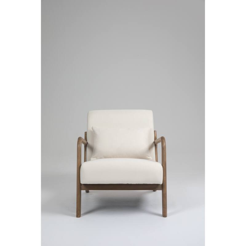 White+Oak Velvet Modern Upholstered Accent Chair with Natural Wooden Frame for Living Room