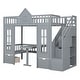 preview thumbnail 6 of 27, Twin Bunk Bed with Convertible Desk and Playhouse Design, Grey