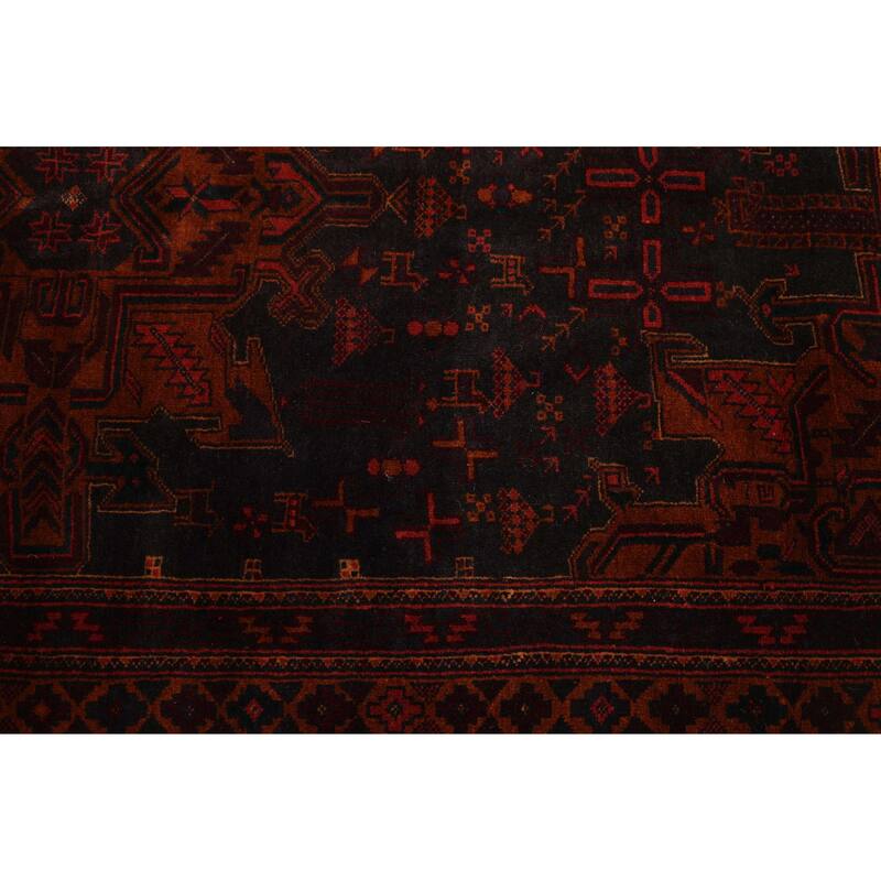 ECARPETGALLERY Hand-knotted Teimani Black, Burnt Orange Wool Rug - 3'9 x 6'4