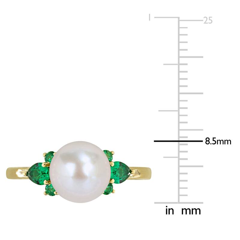 Miadora Cultured Freshwater Pearl and Gemstone Ring White or Yellow 14k Gold