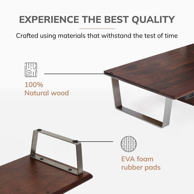 Jani Wood Monitor Stand Riser Desk - Ergonomic Design Stand, Desktop Organizer Table for Home, Office Workspace, Gaming Desk