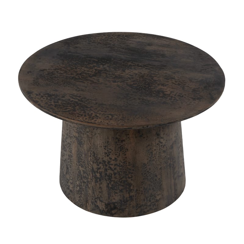 Hattie 23.5 in. W Round Drum Coffee Table - Brown
