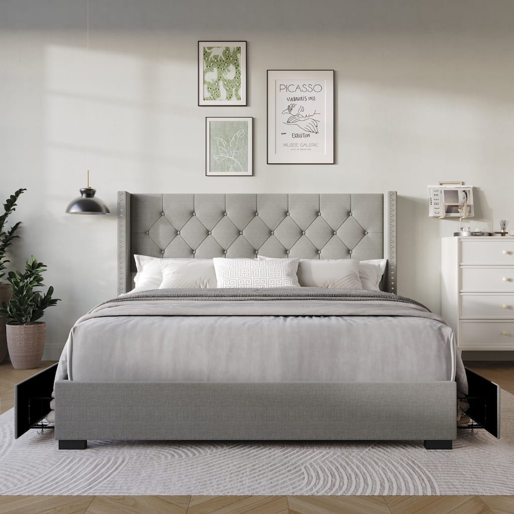 Greeley Tufted Upholstered Storage Platform Bed