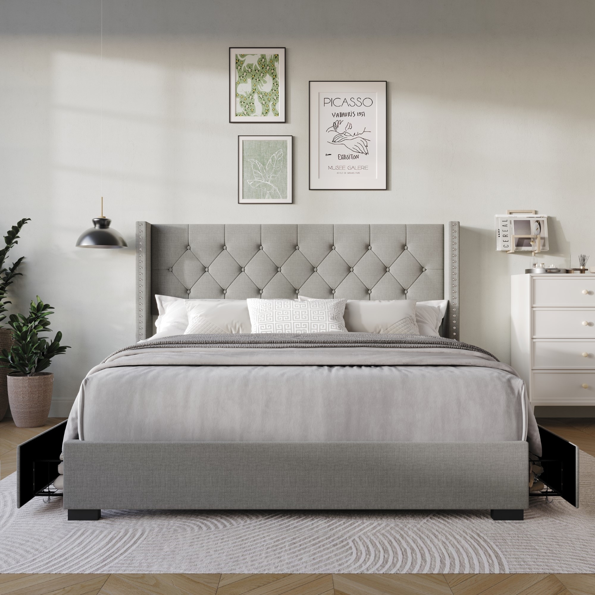 Greeley Tufted Upholstered Storage Platform Bed