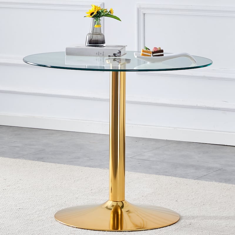 Dining Room Round Dining Table with Gold Metal Legs Coffee Table End Table Accent Table Entryway Table