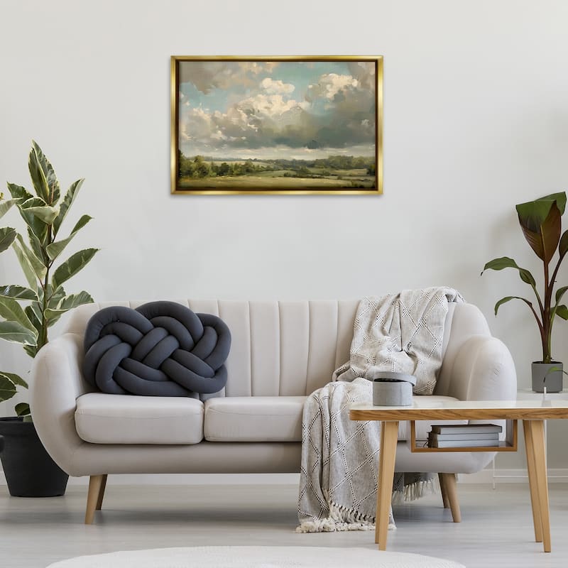 Stupell Sunlit Clouds over Countryside Framed Floater Canvas Wall Art Design By LSR Creative Studio